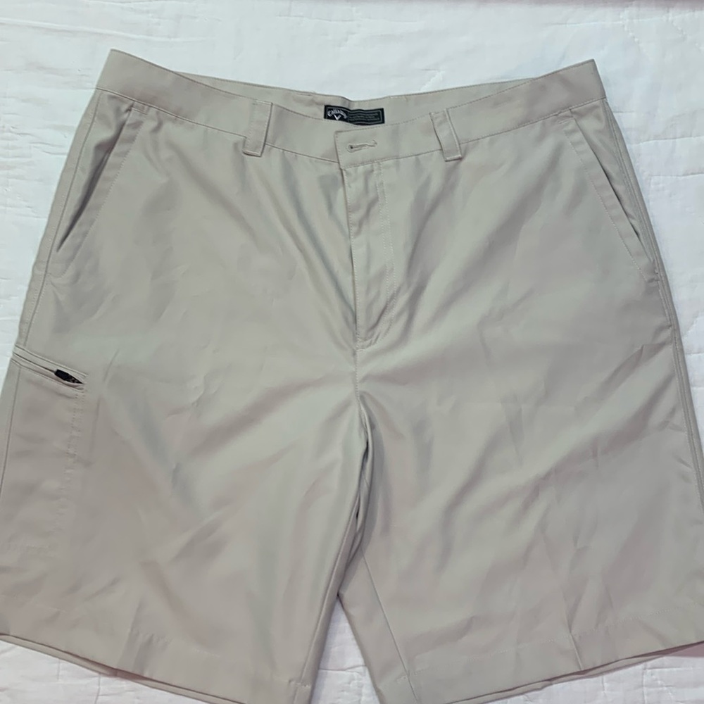 Callaway Men's Size 38 Beige Optimum Performance Flat Front Golf Shorts Tan